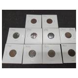 LOT OF (10) DIFFERENT DATE INDIAN PENNIES