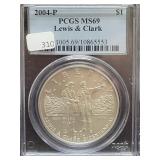 2004-P LEWIS & CLARK SILVER DOLLAR PCGS: MS69