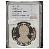 2009-P LOUIS BRAILLE SILVER DOLLAR NGC: PF69 -