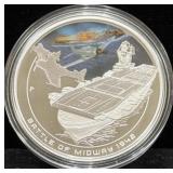 'BATTLE OF MIDWAY 1942' PERTH MINT 1 OZ SILVER PF