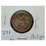 1944 WWII PHILLIPPINES 5 CENTAVOS