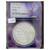 2025 MALTA SILVER GOLDEN EAGLE NGC: MS70 - 1 OZ