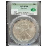 1997 SILVER EAGLE CAC: MS69