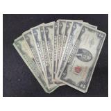 LOT OF (10) RED SEAL $2'S