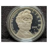 2009 ABRAHAM LINCOLN PF SILVER DOLLAR W/ BOX & COA
