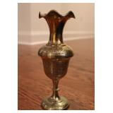 Vintage Etched Solid Brass Ruffled Top Vase
