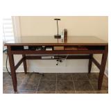 Wooden Office Desk w/ Pullout Drawer & Supplies