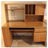 Vtg Wooden Large Office Desk w/ Supplies & Books