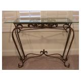 Spanish Style Beveled Glass Top Console Table