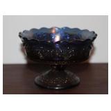 Vtg Fenton Cobalt Blue Carnival Pedestal Bowl