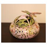 Vintage Chinese Cloisonne Trinket Box w/ Dragonfly