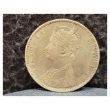 1892-1897 BIKANIR STATE ONE RUPEE - 91.7% SILVER -