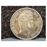 1830 FRANCE 5 FRANCS - 90% SILVER - 25.18 GRAMS