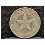 1915 CUBA 1 PESO - 90% SILVER - 26.72 GRAMS