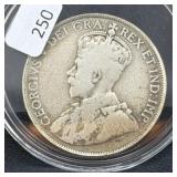 1914 CANADA 50 CENTS - 92.5% SILVER - 11.62 GRAMS
