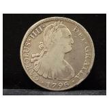 1796 SPANISH COLONIAL 8 REALES - 90% SILVER -