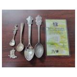 2 ROLEX SILVERPLATE SPOONS, 2 STERLING SILVER SALT