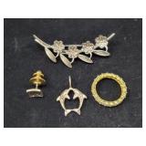 BEAU STERLING SILVER FLORAL PIN, STERLING SILVER