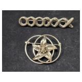 (2) STERLING SILVER PINS - 8.1 GRAMS TOTAL WEIGHT