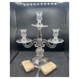 2 PAIRS OF 3 LIGHT CANDELABRA W/ PRISMS
