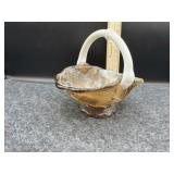 SMALL SLAG GLASS IMPERIAL BRIDE BASKET