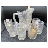IMPERIAL WATER PITCHER ROBIN PATTERN (IRIDESCENT)