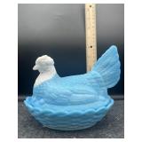 BLUE HEN ON  NEST
