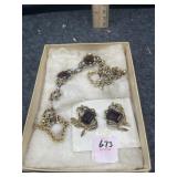 GEMSTONE EARRINGS & NECKLACE SET