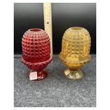 2 PC AMBER & RUBY RED FAIRY LAMPS