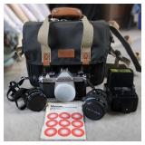 Pentax K1000 35mm SLR Camera Set +