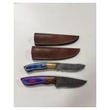 (2) DAMASCUS FIXED BLADE KNIVES