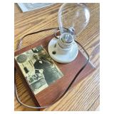Display of old light bulb & Thomas Edison pic