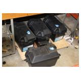 4 MARINE BATTERIES IN BATTERY BOXES