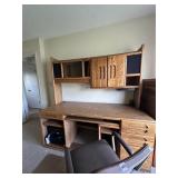 OAK DESK WITH HUTCH & PRINTER