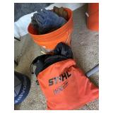 GLOVES AND STIHL WOODCUTTER CHAPS