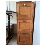 3 STACK OAK FILE CABINET