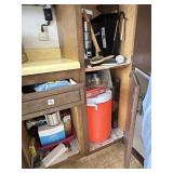 THERMOS, COOLER, CORELLE DISHES ETC