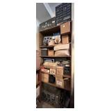 SHELF OF RADIO PARTS, ORGANIZERS ETC