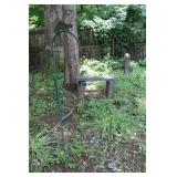 Concrete Bench w/ Sheppard Hook & Garden Globe