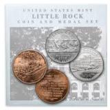 2007 LITTLE ROCK UNC SILVER DOLLAR & MEDAL SET