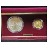 1988 OLYMPIC UNC $5 GOLD AND UNC SILVER DOLLAR -