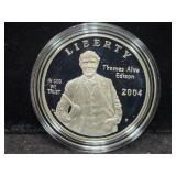 2004-P THOMAS ALVA EDISON PROOF SILVER DOLLAR -