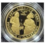 2007-W JAMESTOWN 400TH ANN. PROOF $5 GOLD COIN -