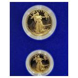 1987 AMERICAN EAGLE PROOF GOLD BULLION 2 COIN SET