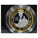 2000 LIBRARY OF CONGRESS BIMETALLIC $10 COIN -
