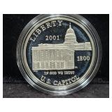 2001 CAPITOL VISITOR CENTER PROOF SILVER DOLLAR -