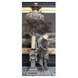 Vintage Brass/ Metal Figure Parlor Lamp