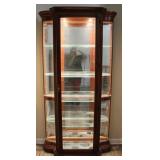Vintage Mahogany Serpentine Curio Lighted Cabinet