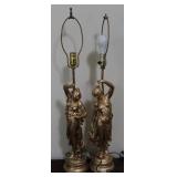(2) Antique French Gilt Metal Table Lamps