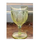 Vintage Vaseline Glass Bico de Jaca Goblet